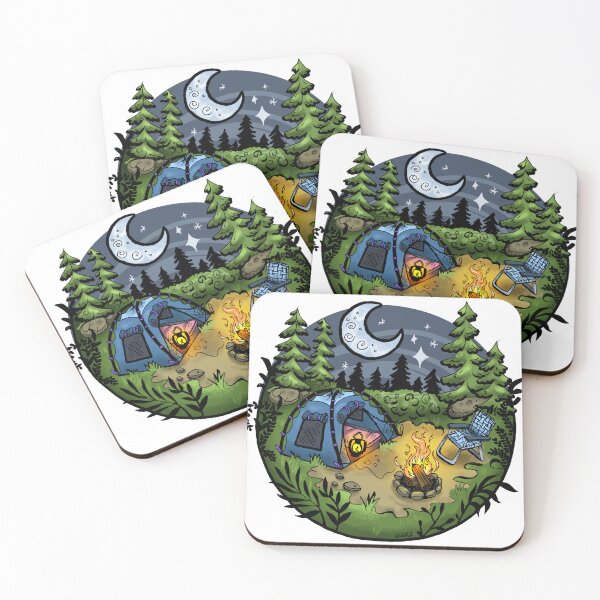 Item preview, Camping Scene with Campfire and Tent Illustration designed and sold by Avara-Creative.