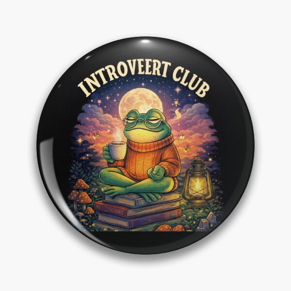 Item preview, Introvert Club Frog – Cozy Night Aesthetic Illustration designed and sold by Alexamarin.