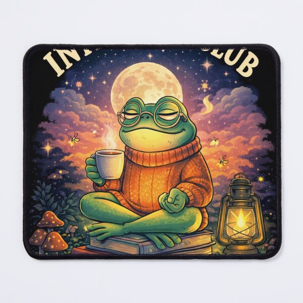 Item preview, Introvert Club Frog – Cozy Night Aesthetic Illustration designed and sold by Alexamarin.