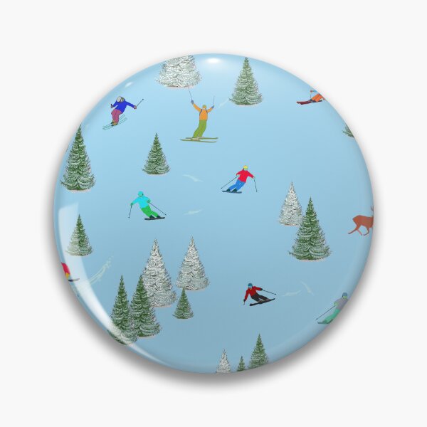 Item preview, Freestyle Skiers Downhill Skiing Pale Blue Background designed and sold by Lily Rose Doodle.