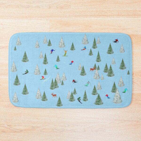 Item preview, Freestyle Skiers Downhill Skiing Pale Blue Background designed and sold by Lily Rose Doodle.