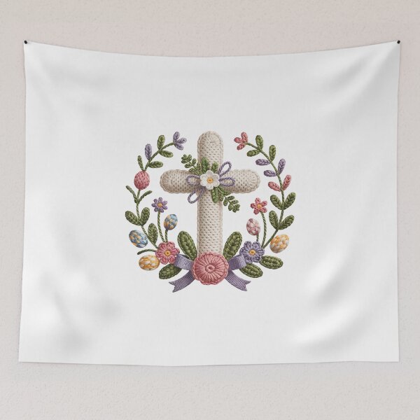 Item preview, crochet flower cross  designed and sold by jkrphoto.