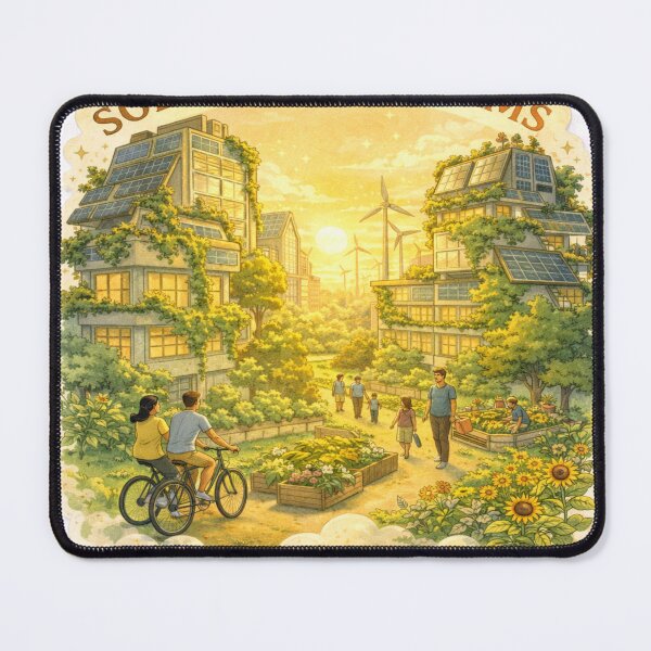 Item preview, Solarpunk Dreams Optimistic Sustainable Future Poster & Apparel designed and sold by goodcrystals.