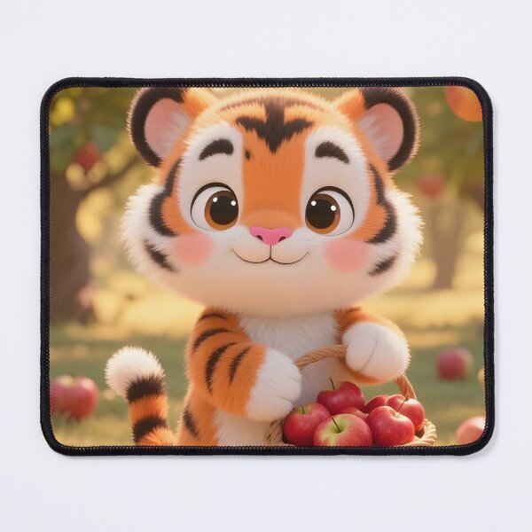 Item preview, Cute Tiger Cub Collecting Apples in a Sunny Orchard designed and sold by Bikash-A7.