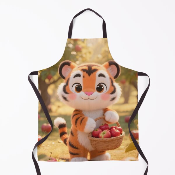 Item preview, Cute Tiger Cub Collecting Apples in a Sunny Orchard designed and sold by Bikash-A7.