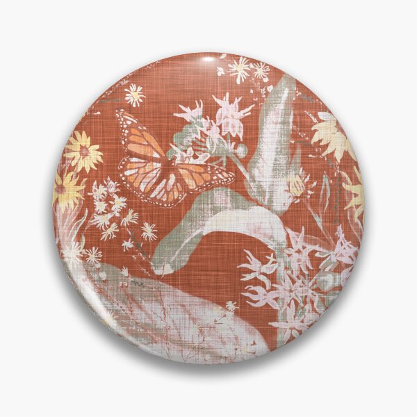Item preview, Hand Painted Repeating Wild Flower Pattern with Monarchs Terracotta & Pastels Earth-tone designed and sold by LoveAlways-AEP.