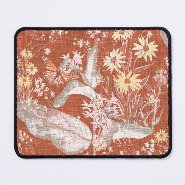 Item preview, Hand Painted Repeating Wild Flower Pattern with Monarchs Terracotta & Pastels Earth-tone designed and sold by LoveAlways-AEP.