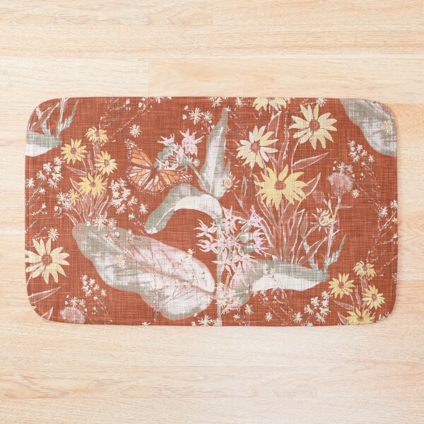 Item preview, Hand Painted Repeating Wild Flower Pattern with Monarchs Terracotta & Pastels Earth-tone designed and sold by LoveAlways-AEP.
