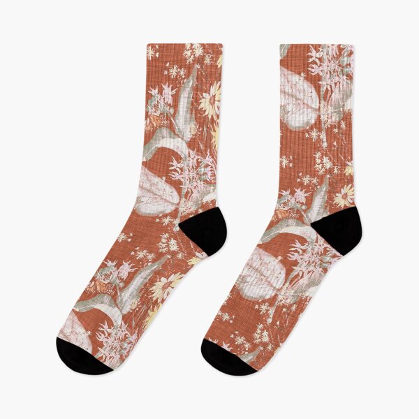 Item preview, Hand Painted Repeating Wild Flower Pattern with Monarchs Terracotta & Pastels Earth-tone designed and sold by LoveAlways-AEP.