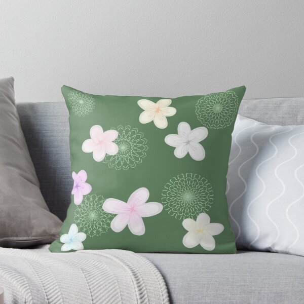 Item preview, Pastel Blossoms with Mandalas on Sage Green  designed and sold by JaygiesDesign.