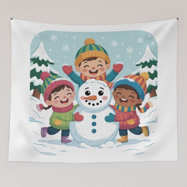 Item preview, Joyful Friends Building a Snowman designed and sold by desinganddecor.