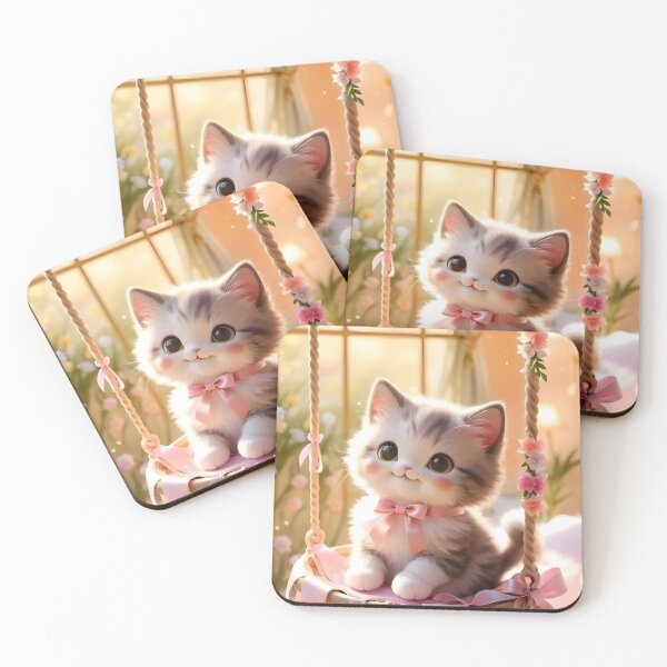 Item preview, Sweet Blossom Kitten on a Dreamy Swing designed and sold by Bikash-A7.