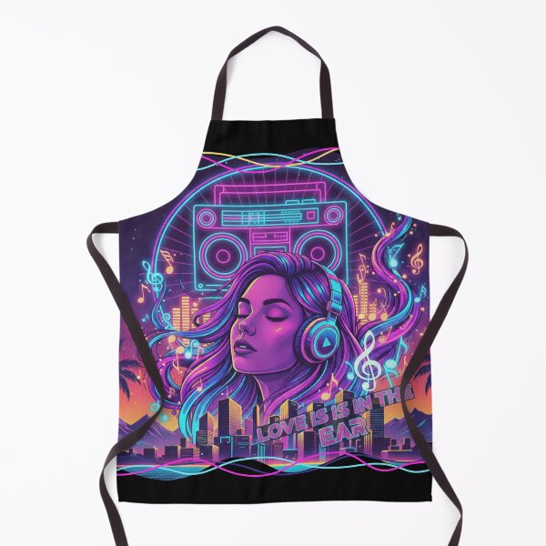 Item preview, Love Is in the Ear – Neon Music Dreamscape | Girl Wearing Headphones designed and sold by MerchYouSearch.
