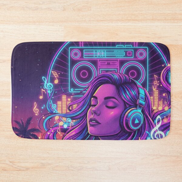 Item preview, Love Is in the Ear – Neon Music Dreamscape | Girl Wearing Headphones designed and sold by MerchYouSearch.