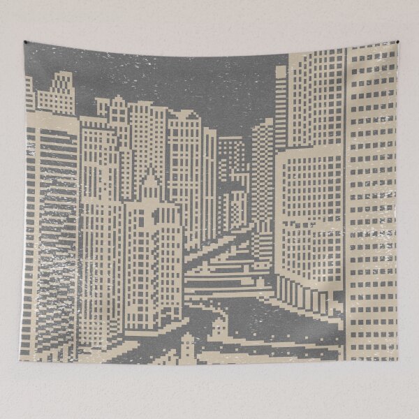 Item preview, Chicago River Pixel Art - Slate + Dove designed and sold by Irene Estelle.
