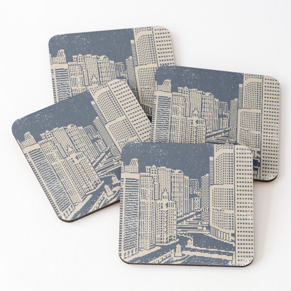 Item preview, Chicago River Pixel Art - Dusk + Dove designed and sold by Irene Estelle.