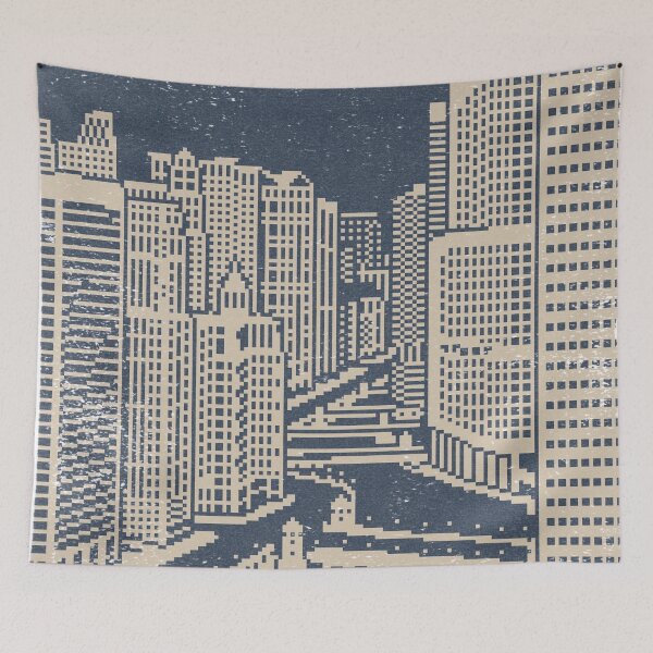 Item preview, Chicago River Pixel Art - Dusk + Dove designed and sold by Irene Estelle.