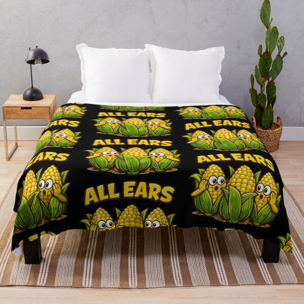 Item preview, All Ears Funny Corn Pun Cartoon Listening Humor Design designed and sold by TeeTimeTreasure.