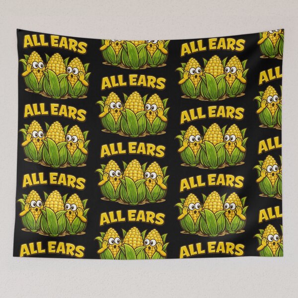 Item preview, All Ears Funny Corn Pun Cartoon Listening Humor Design designed and sold by TeeTimeTreasure.