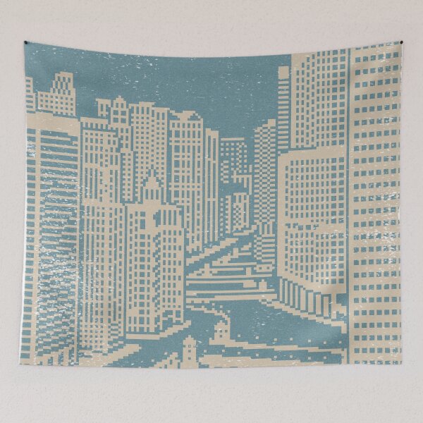 Item preview, Chicago River Pixel Art - Peacock + Dove designed and sold by Irene Estelle.