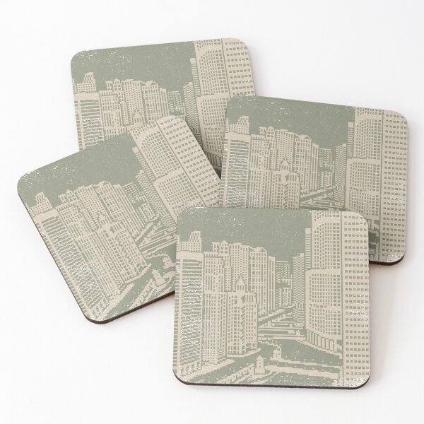 Item preview, Chicago River Pixel Art - Sage + Dove designed and sold by Irene Estelle.