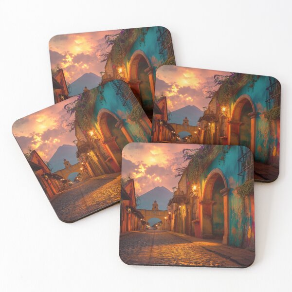 Item preview, Golden Hour in Antigua Guatemala – Colorful Colonial Street Art designed and sold by Cafecito & Cultura.