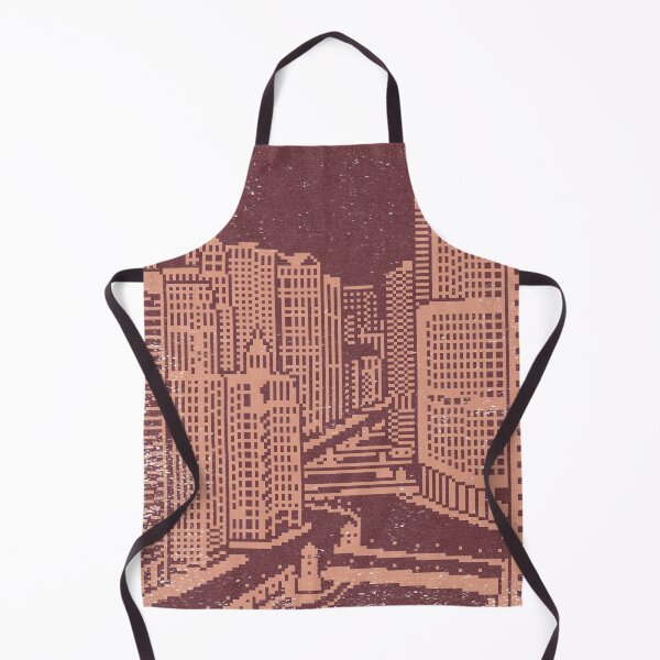 Item preview, Chicago River Pixel Art - Wine + Coral designed and sold by Irene Estelle.