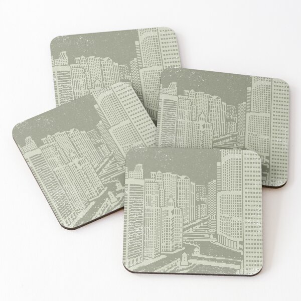 Item preview, Chicago River Pixel Art - Sage + Tea designed and sold by Irene Estelle.