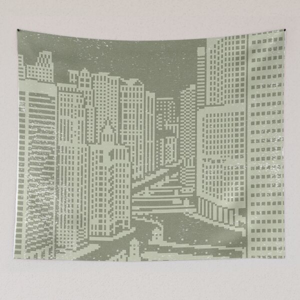 Item preview, Chicago River Pixel Art - Sage + Tea designed and sold by Irene Estelle.