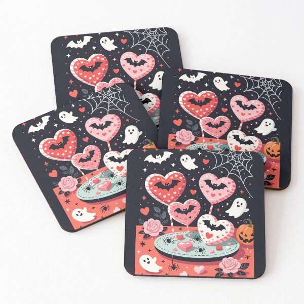 Item preview, Spooky-cute Halloween Illustration of Heart Lollipops designed and sold by taiche.