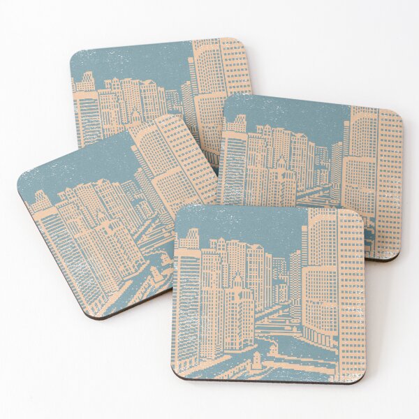 Item preview, Chicago River Pixel Art - Peacock + Melon designed and sold by Irene Estelle.