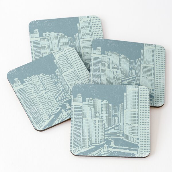 Item preview, Chicago River Pixel Art - Peacock + Mint designed and sold by Irene Estelle.