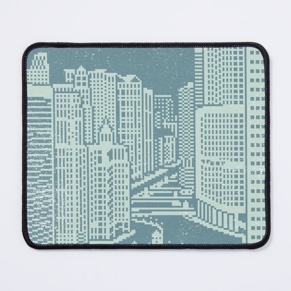 Item preview, Chicago River Pixel Art - Peacock + Mint designed and sold by Irene Estelle.
