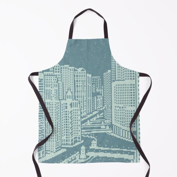 Item preview, Chicago River Pixel Art - Peacock + Mint designed and sold by Irene Estelle.
