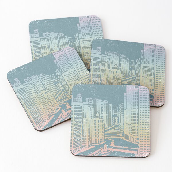 Item preview, Chicago River Pixel Art - Peacock + Rainbow Sorbet designed and sold by Irene Estelle.