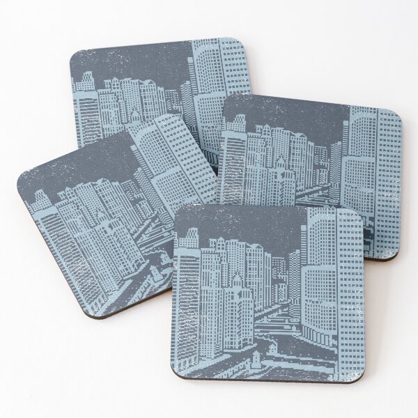 Item preview, Chicago River Pixel Art - Dusk + Sky designed and sold by Irene Estelle.