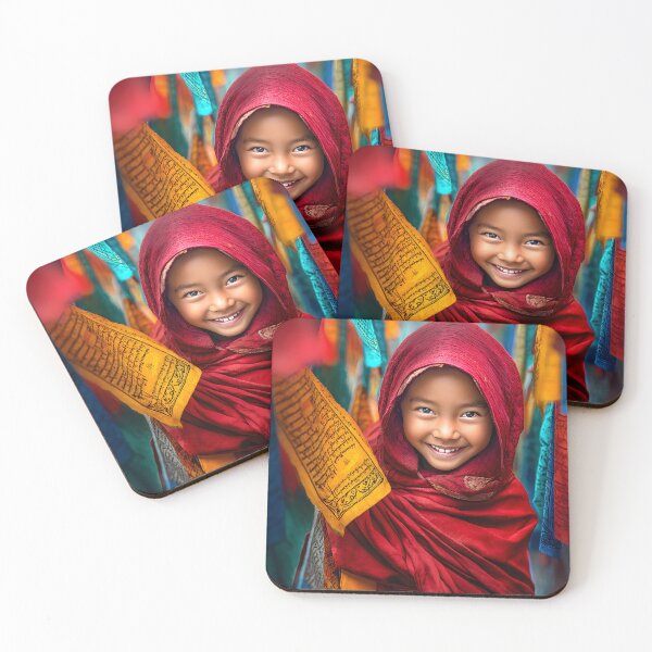 Item preview, Joyful Child in Colorful Prayer Flags Setting designed and sold by Artessie.