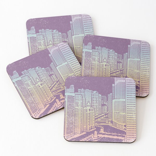 Item preview, Chicago River Pixel Art - Plum + Rainbow Sorbet designed and sold by Irene Estelle.