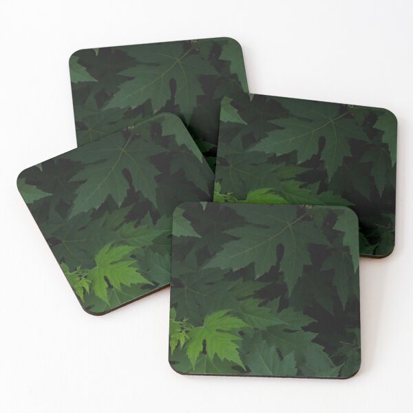Item preview, Dark Moody Green Maple Leaves Pattern designed and sold by vikko-art.