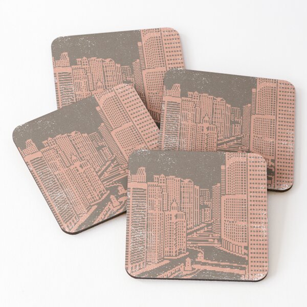 Item preview, Chicago River Pixel Art - Earth + Coral designed and sold by Irene Estelle.