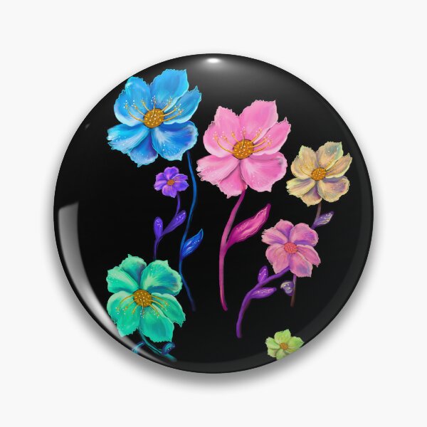 Item preview, Whimsical Botanical Garden Moody Art: multi color black background Hand-Drawn Flower Designs & Gifts designed and sold by Artonmytee.