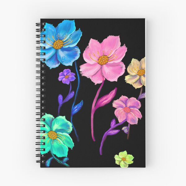 Item preview, Whimsical Botanical Garden Moody Art: multi color black background Hand-Drawn Flower Designs & Gifts designed and sold by Artonmytee.