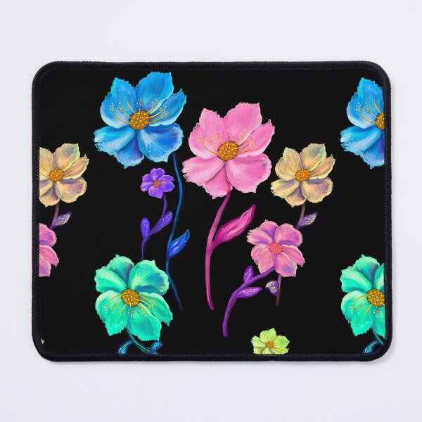 Item preview, Whimsical Botanical Garden Moody Art: multi color black background Hand-Drawn Flower Designs & Gifts designed and sold by Artonmytee.