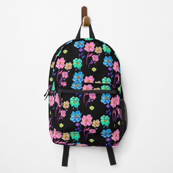 Item preview, Whimsical Botanical Garden Moody Art: multi color black background Hand-Drawn Flower Designs & Gifts designed and sold by Artonmytee.