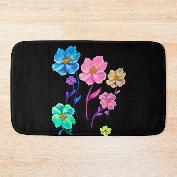 Item preview, Whimsical Botanical Garden Moody Art: multi color black background Hand-Drawn Flower Designs & Gifts designed and sold by Artonmytee.