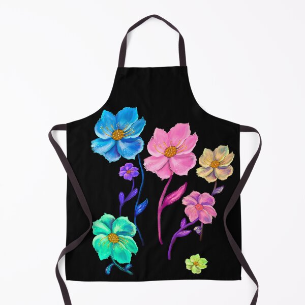 Item preview, Whimsical Botanical Garden Moody Art: multi color black background Hand-Drawn Flower Designs & Gifts designed and sold by Artonmytee.