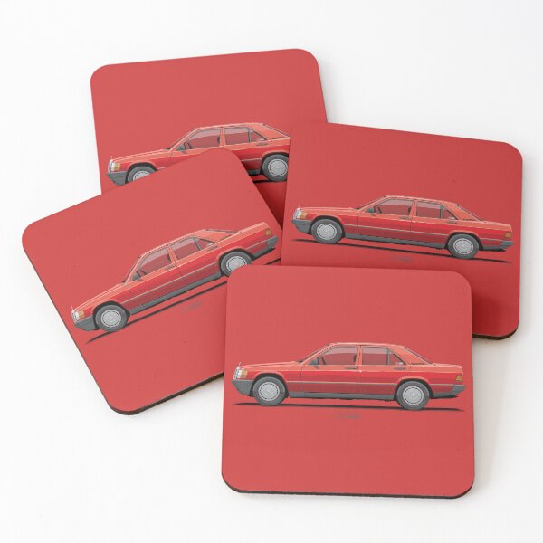 Item preview, 190E W201 Signal Red – Classic 1980s German Sedan Illustration designed and sold by ARVwerks.
