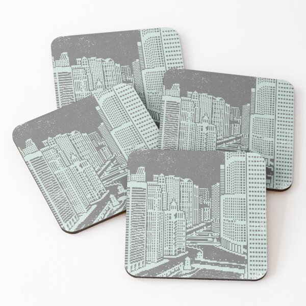 Item preview, Chicago River Pixel Art - Slate + Mint designed and sold by Irene Estelle.