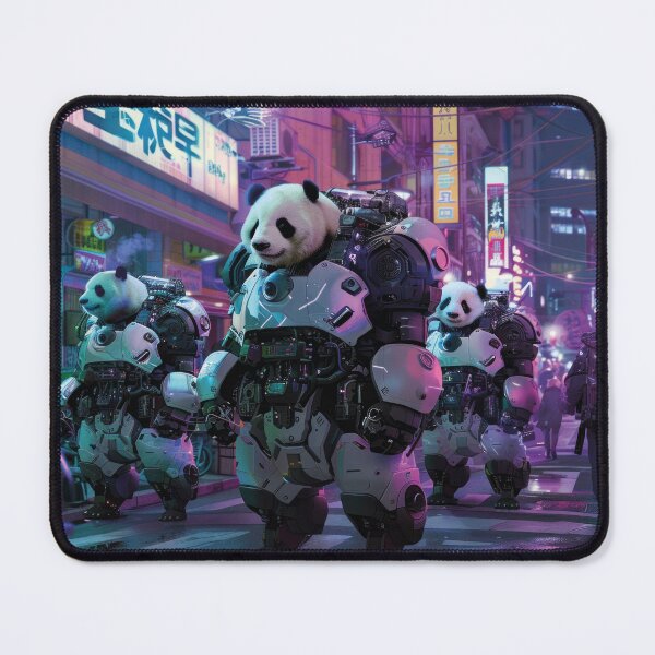 Item preview, Cyberpunk Pandas – Futuristic Mecha Bears in a Neon City designed and sold by Mauswohn.