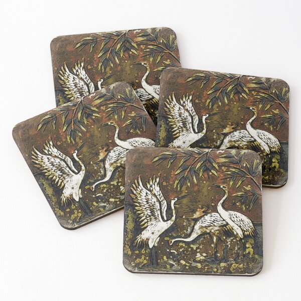 Item preview, Three white cranes on the ground / Swiss Artwork Photography designed and sold by Raphael Wolf.